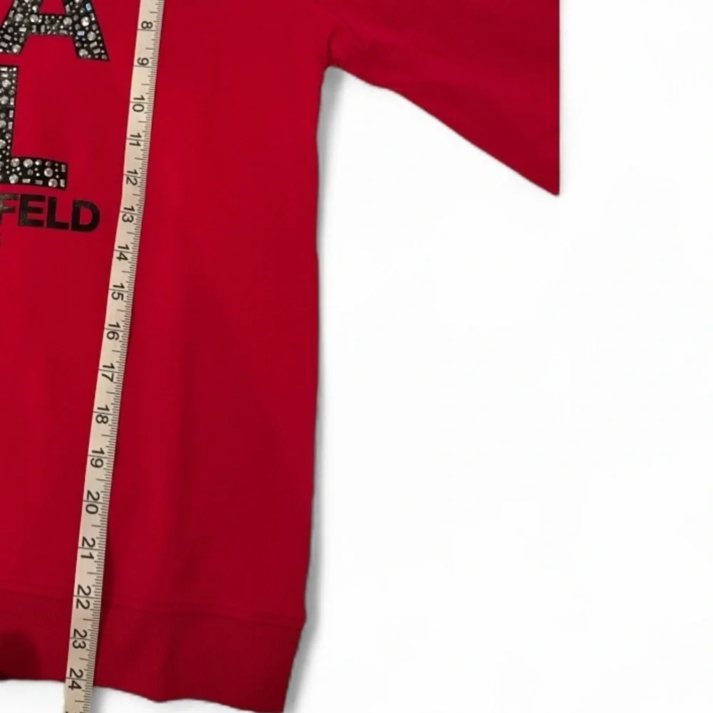 Karl Lagerfeld Paris Embellished Logo Red Sweatshirt Pullover Women’s Sz S - Picture 10 of 10